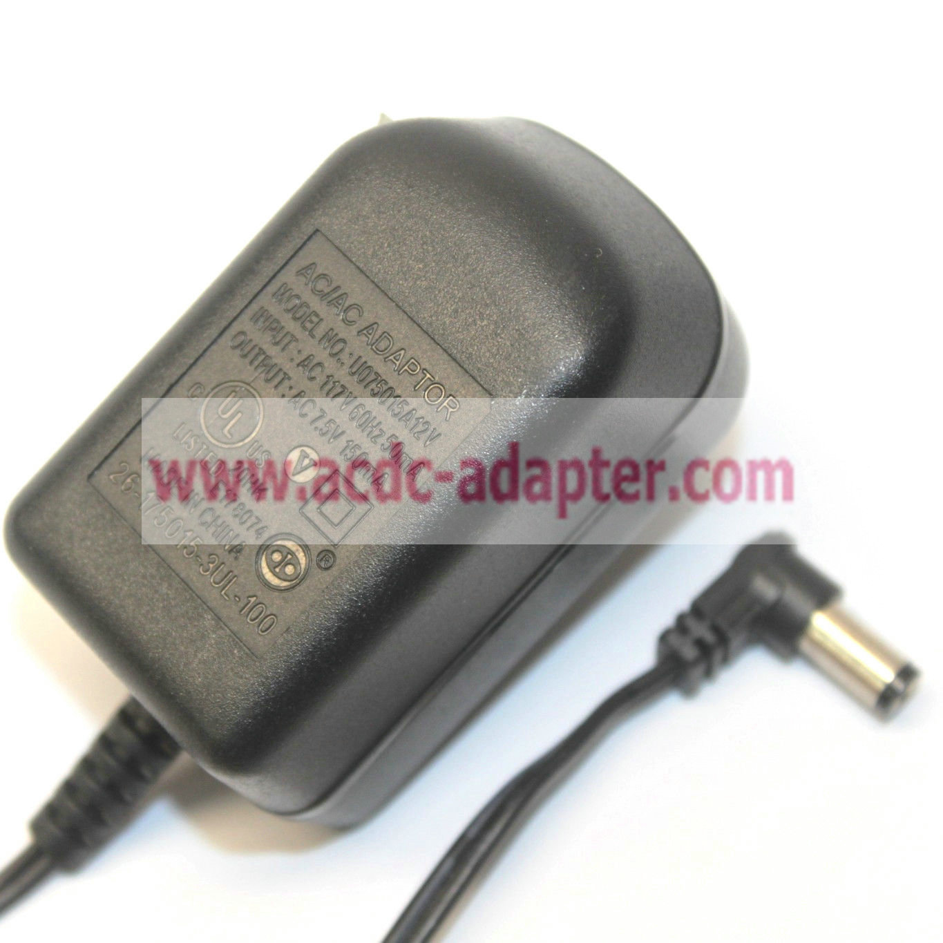 New 7.5 Volt 150mA AC Adapter U075015A12V Direct Plug-In Charger Power Supply